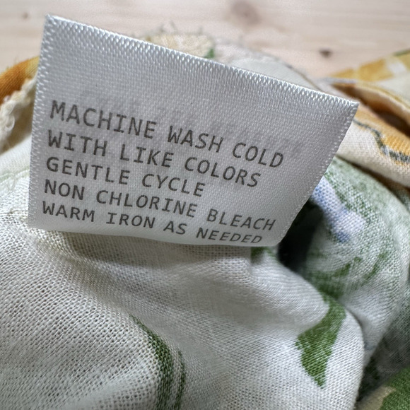 Rachel Zoe Pants S Yellow Linen Tropical Novelty Print PullOn High Rise Wide Leg - Picture 15 of 15